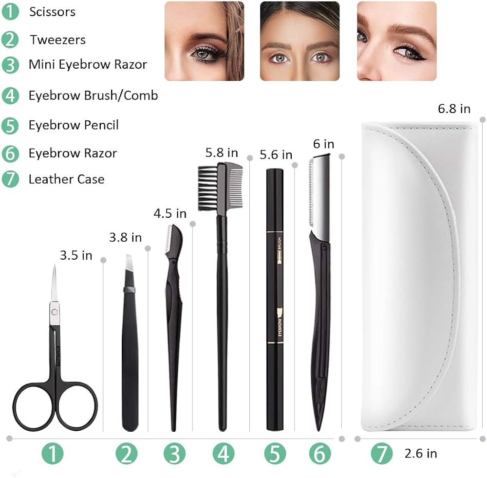 Brow Set 6pc (Incl. 2 Tweezers, Spoolie, Brow Compass And Brow Brush With Case)